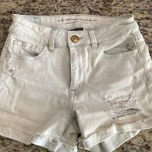 American eagle super stretch high rise shortie jean shorts.